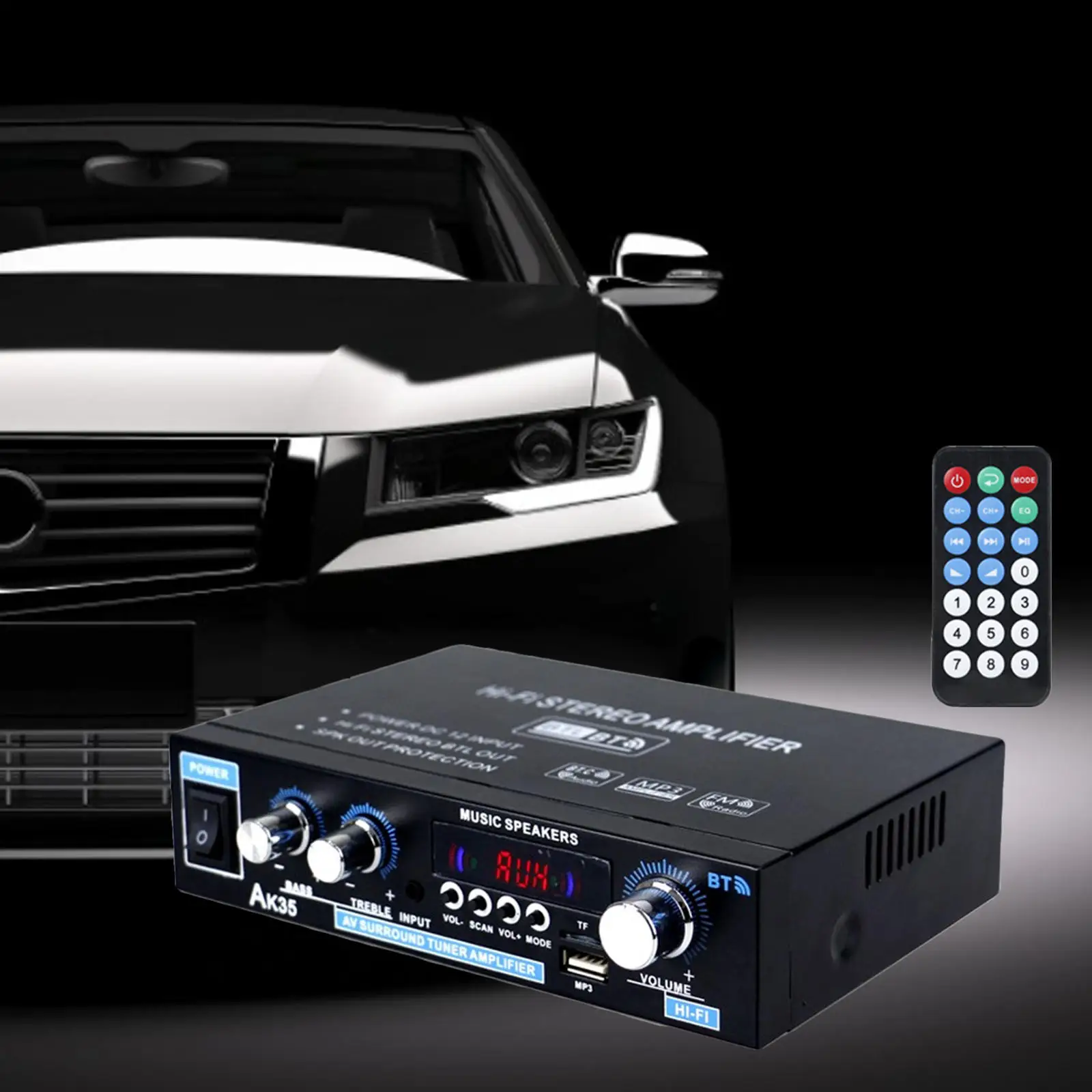 Mini AK35 90W + 90W Audio Power Amplifier Receiver Music Player for Car DVD