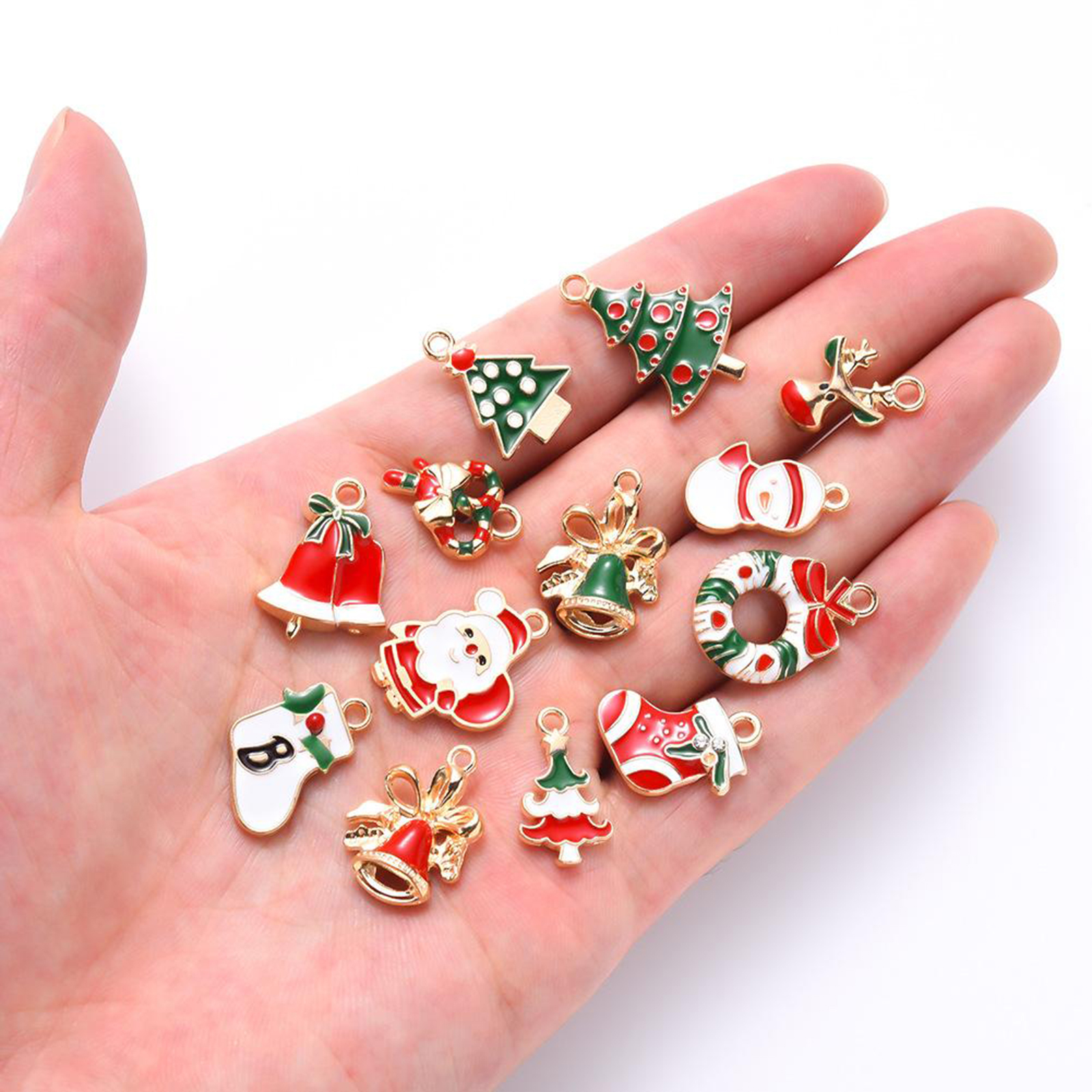 38x Christmas Enamel Pendant Charms for Jewelry Making Decorations Gifts