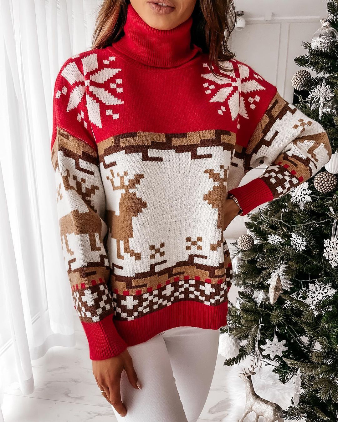 Christmas Sweater For Women Turtleneck 