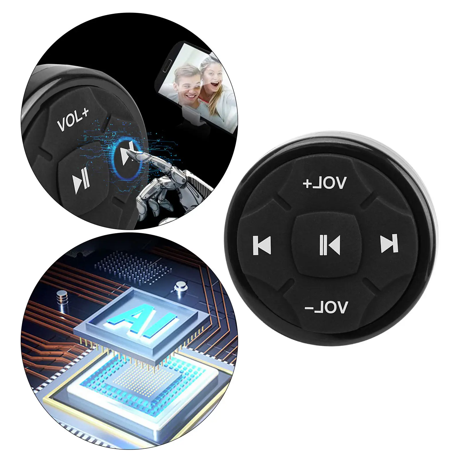 Wireless Bluetooth Steering Wheel Media Button Camera Remote Controller for iPhone or Android