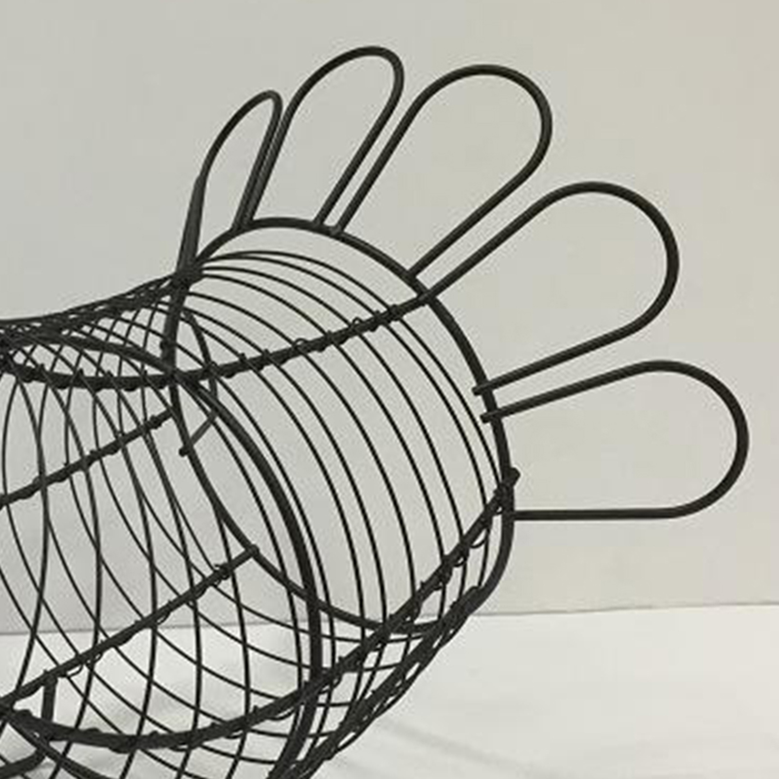 Black Chicken Hen Eggs Storage Basket Wire Art Easter Party Decor Vintage Vegetables Spread Mesh Onions Potatoes Stand
