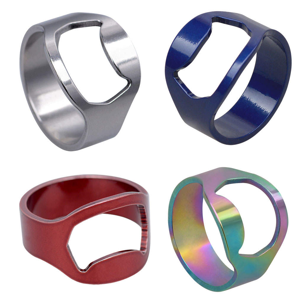 4 Pieces Bottle Opener Ring Colorful 4 Color Creative Lightweight Versatile Jewelry Finger for Holiday Family Gift Women Men