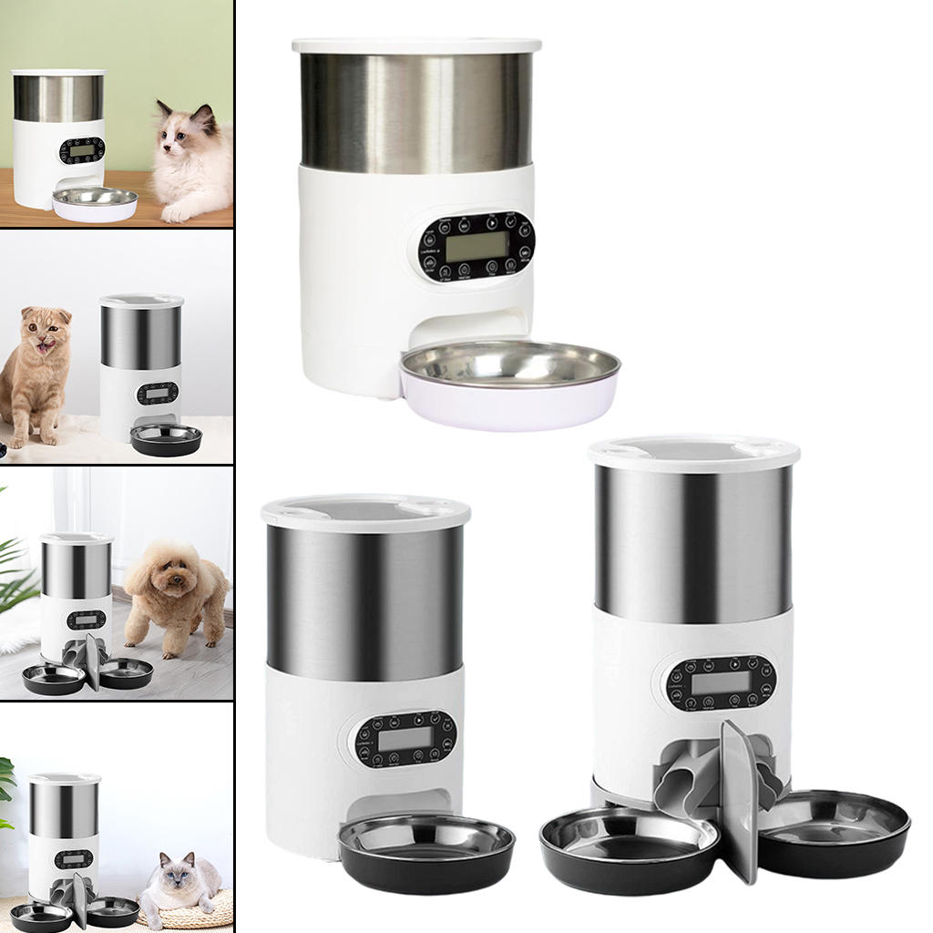 Automatic Cat Feeder for Dry Food Portion Control with Voice Recorder Programmable Bowl Feeder with Timer for Rabbits Puppy Cats