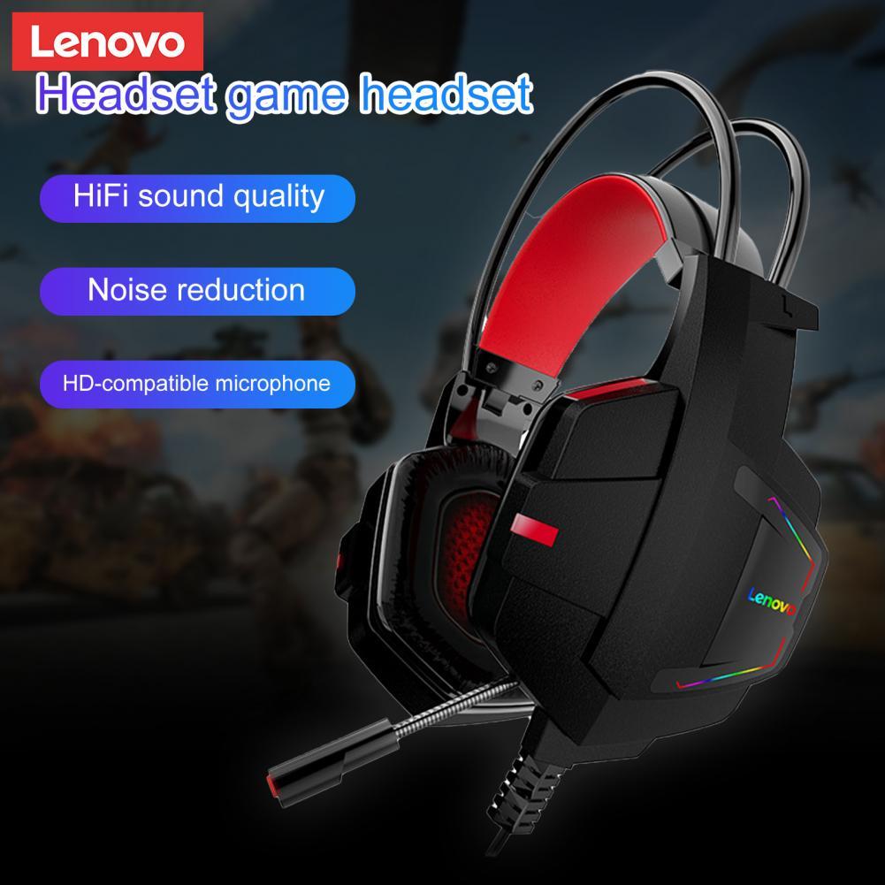 Lenovo Hu85 Gaming Headphone Wired USB Cool Noise Reduction Effect Lighting ABS Over-Ear Headphone HiFi Surround Cool Lighting 12 H21ea5f847ef74c6c9a5d4b6bdcadcb67f