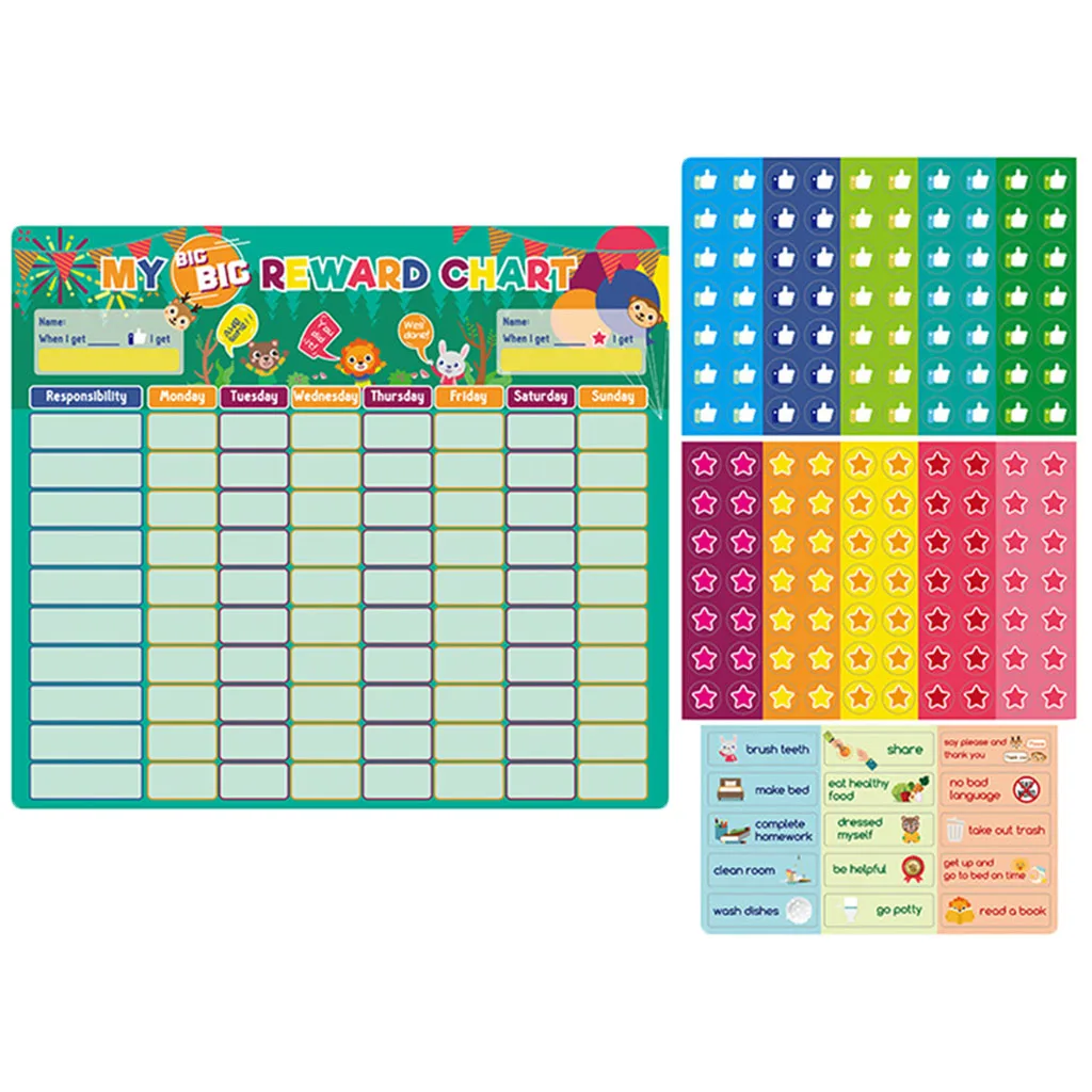 Creative Reusable  Rewards Chart Behavior Learning Toy Home for Kids