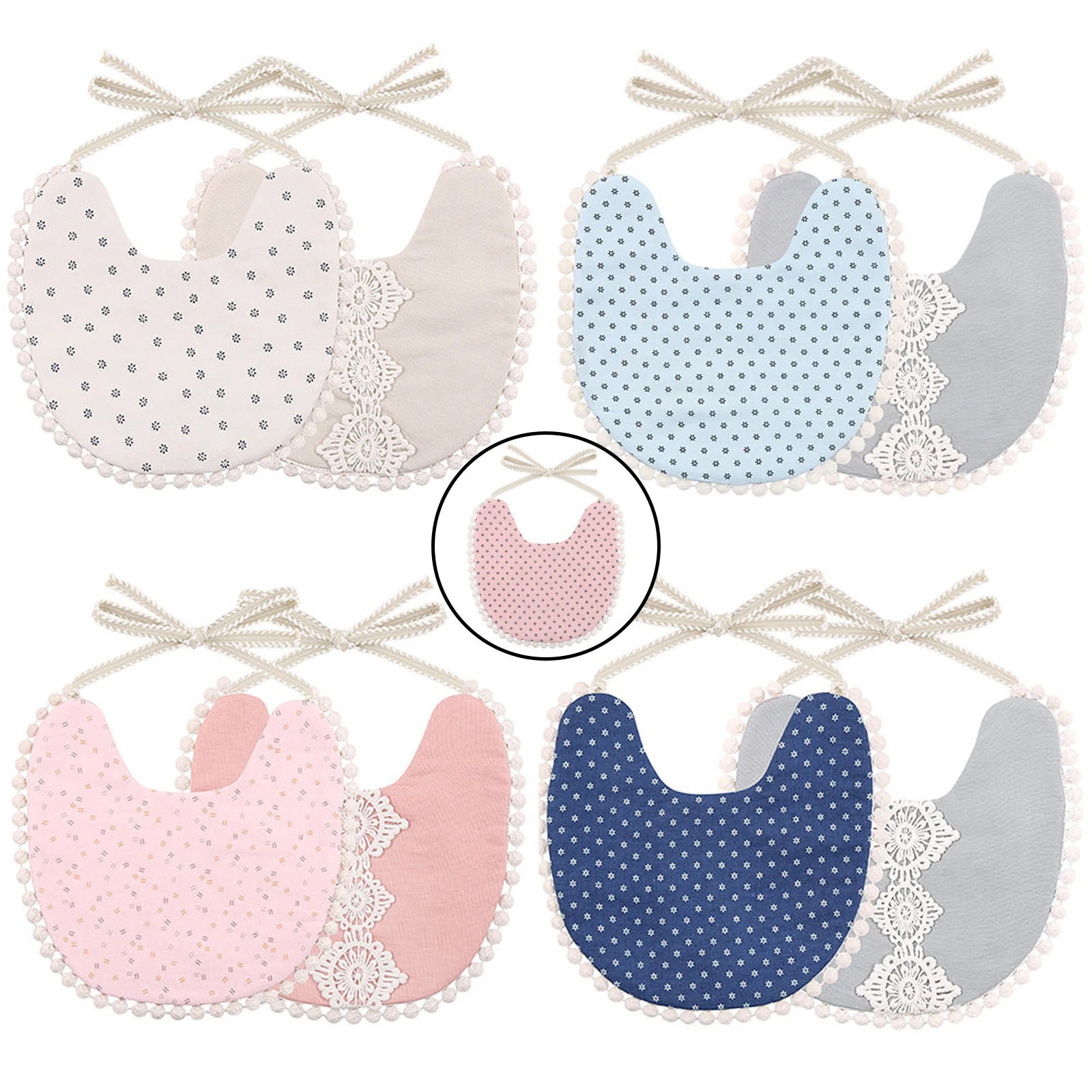 Adjustable Neckband Baby Feeding Bib Linen Cotton Eating Drinking Drooling Apron Protection for Toddler Newborn 0-4 Months