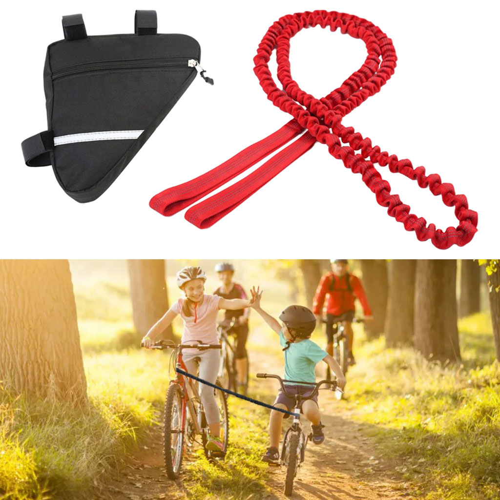 Tow Rope for Bicycle Extra Strong Bike Towing Strap with Loops for Pulling Child`s Bike 2.5m Bungee Cord Stretches up to 4.5m