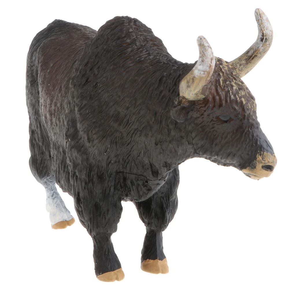 Realistic Black Bos grunniens Wild Animal Model Action Figure for Kids and Toddlers, Educational Toy, Birthday Presents