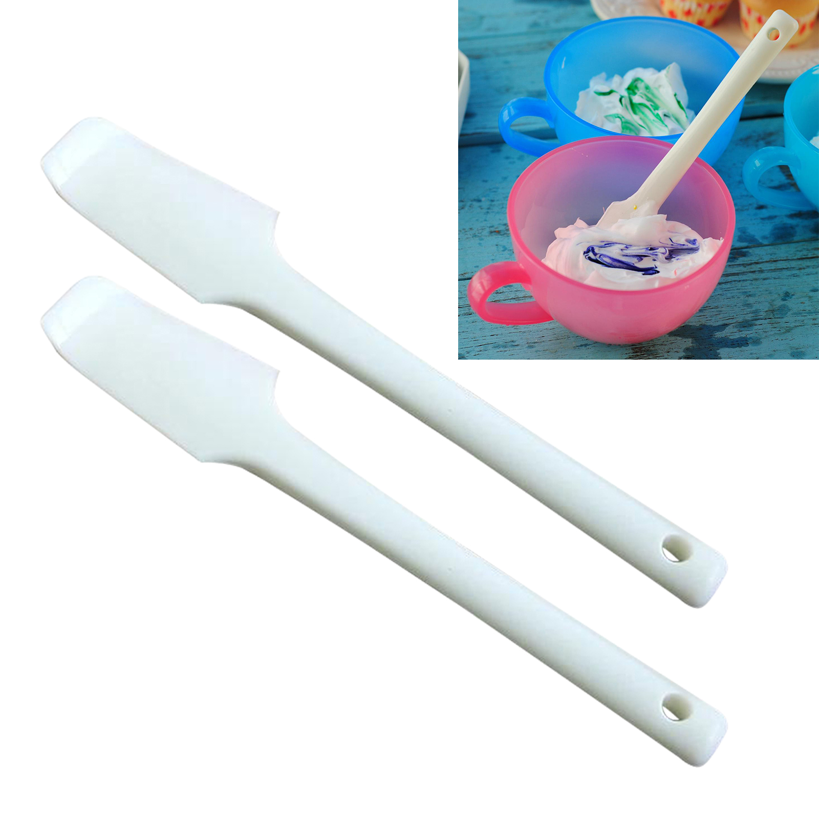 Pack of 2 Silicone Spatulas, Heat-Resistant Non-Stick utter Cake Cream Spatulas Mixing Batter Baking Scrapers, 8inch