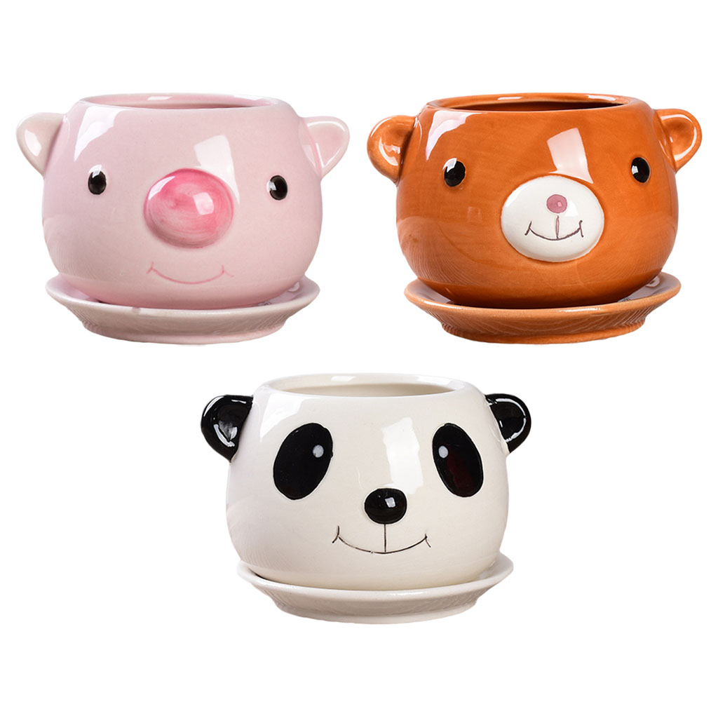 Cartoon Succulent Pots Small Ceramic Flower Pot Potting Plants Planter Kitchen Outdoor Home Table Centerpieces Houswarming Vase