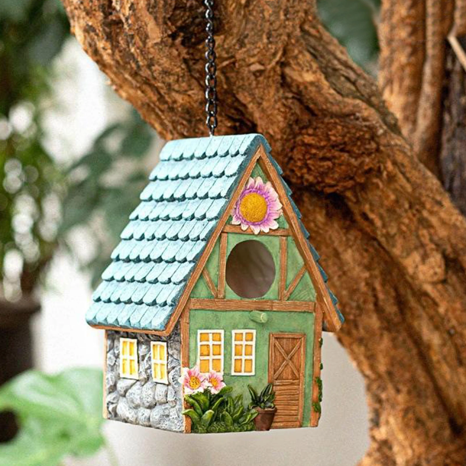 Hand-Painted ing Birdhouse Country Cottages Bird House Patio Nesting Box