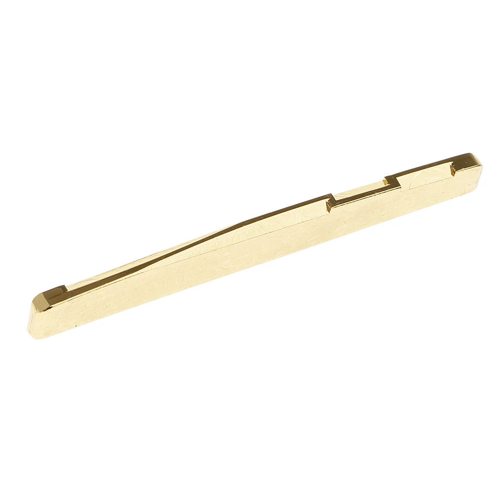 1x Brass Guitar Bridge Saddle Compensated Slotted for Acoustic Folk Guitar Accs