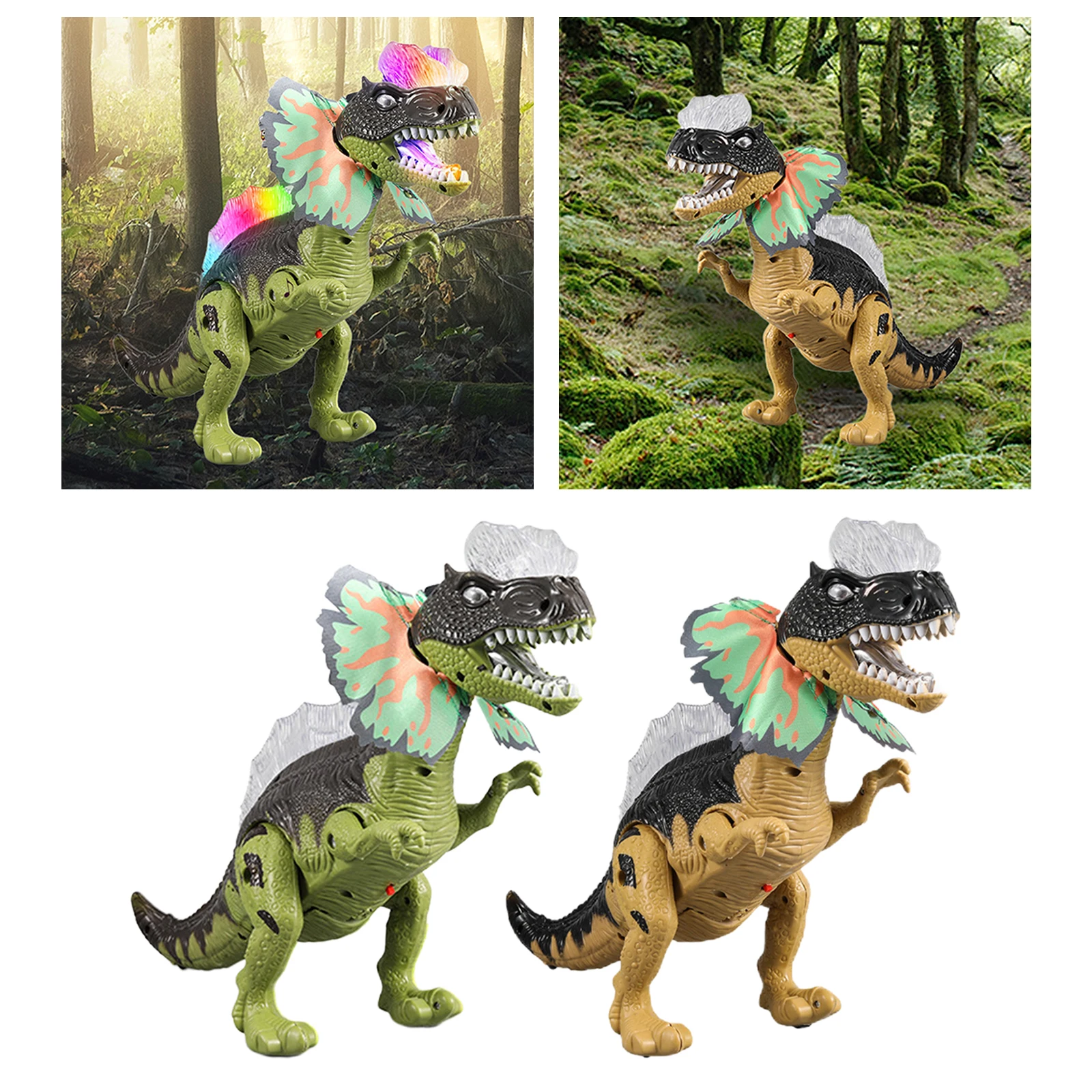 Electronic Walking Dinosaur with Walk Sounding Supplies Attractive Roaring Double Crested Dinosaur for Toddlers Child Children