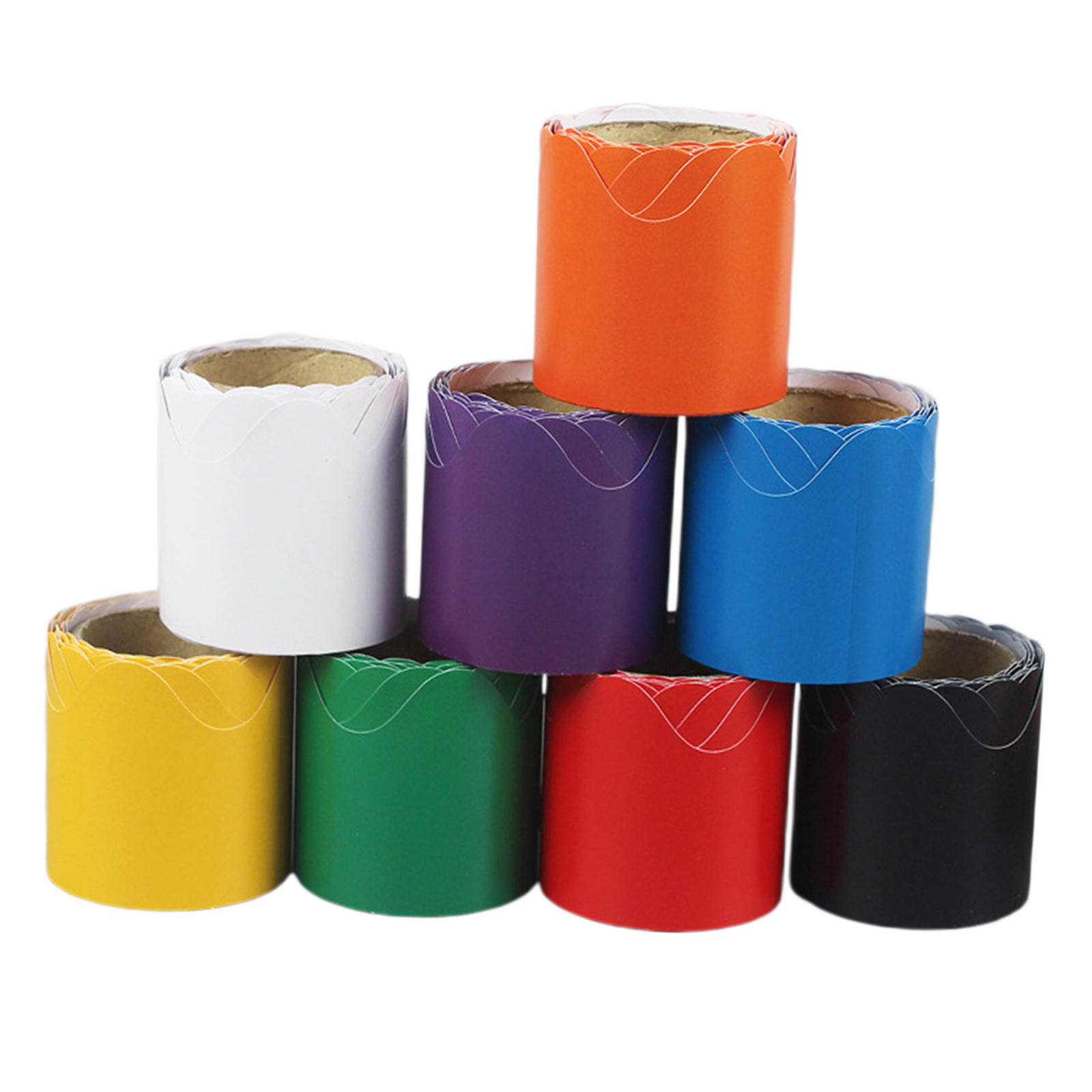 8 Roll Scalloped Border Trim, Bulletin Borders Stickers Decoratve Borders for Bulletin Board/Black Board, Classroom Decoration