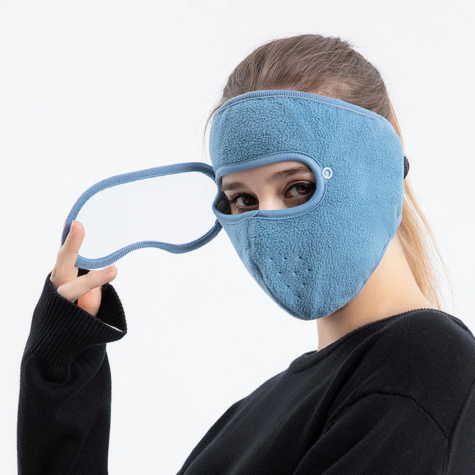 Dust-Proof Full Face Guard Headgear Anti-Fog Winter Warm w/ Goggles Skiing
