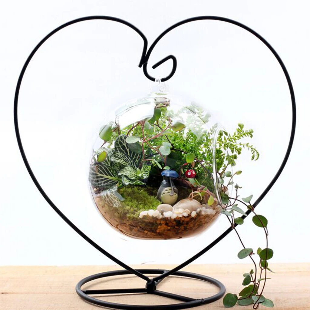 Simple Flower Plant Vase Iron Wire Black Metal Pot Stand Holder Home Iron BlaWF 