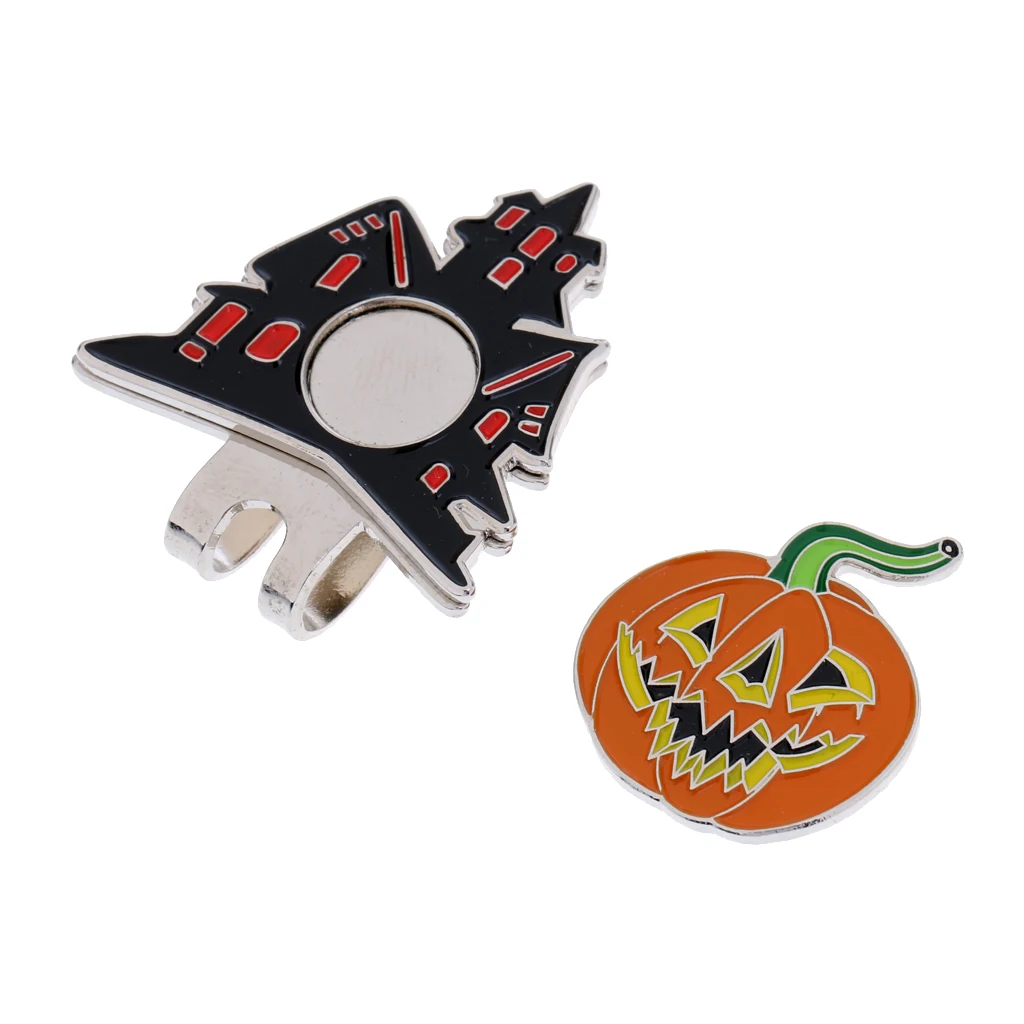 Sturdy Halloween Pumpkin Magnetized Hat Cap Visor Clip-on Golf Ball Marker