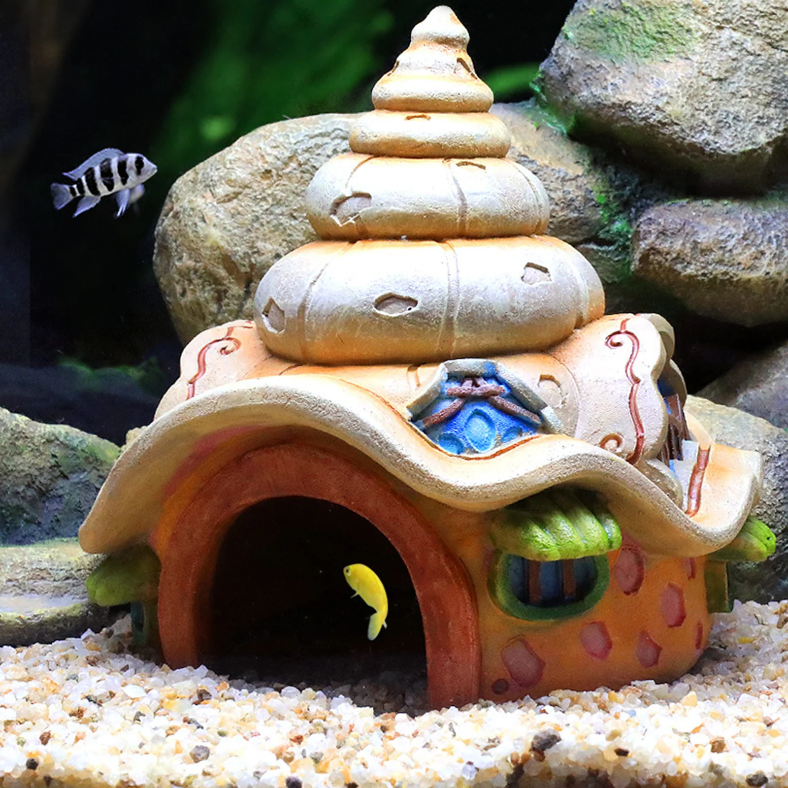Resin Fish Tank Ornament Cute Hideout Aquarium Decoration Rest Cave Hut