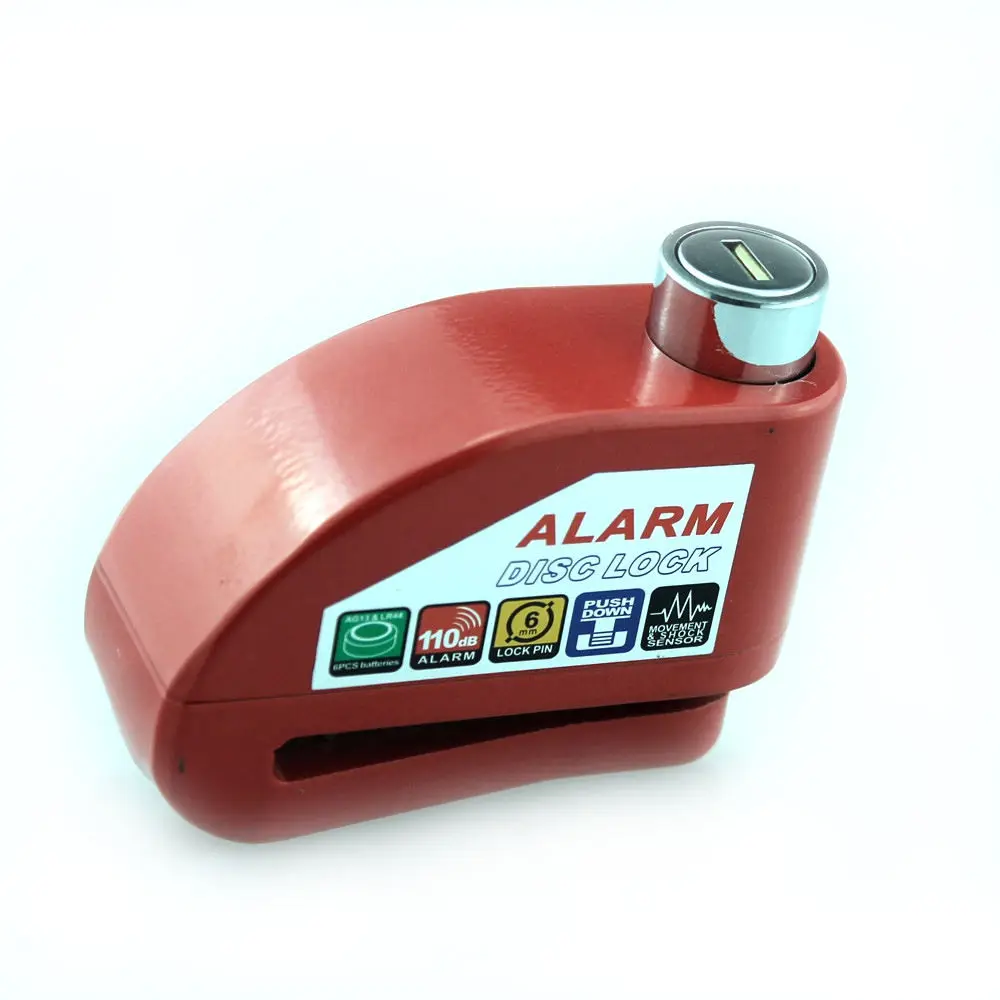 Universial Motorcycle Electrombile Bike Brake Disc Lock Auto Alarm Red