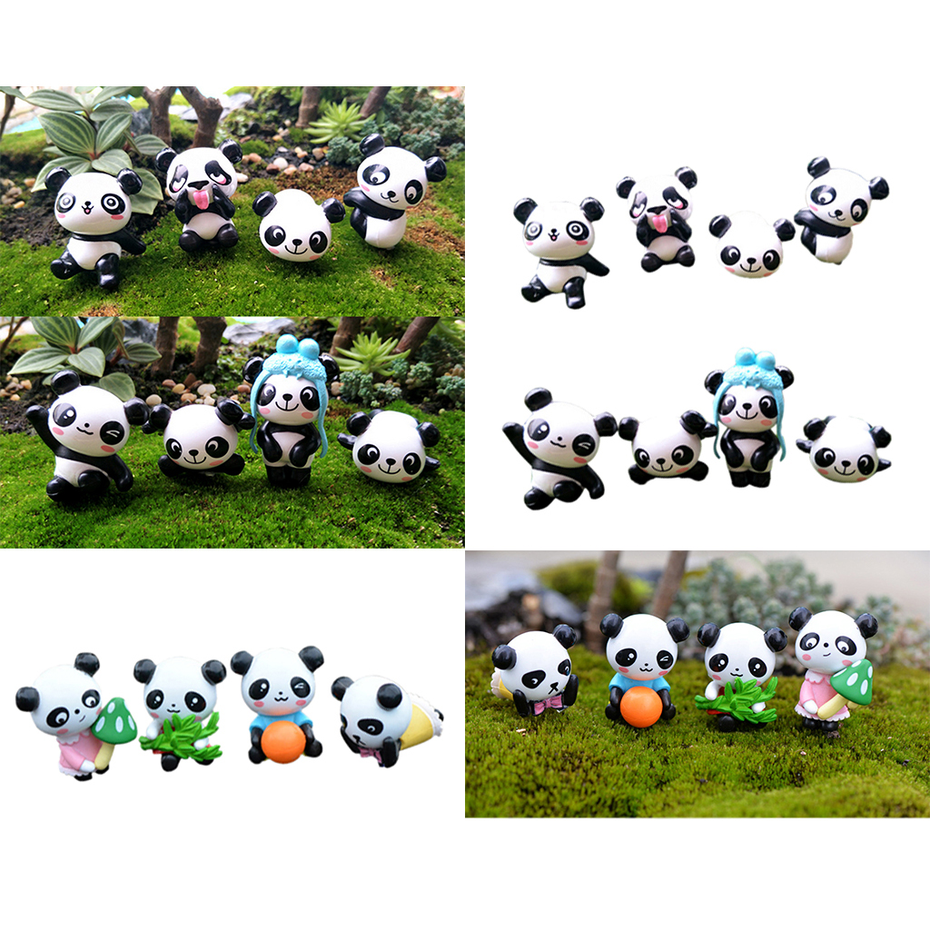24 Pieces Panda Miniature Dollhouse Bonsai Fairy Garden Landscape Decor
