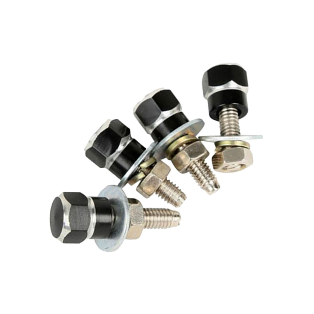 4pcs Black & Silver Hex License Plate Frame Bolts Motorcycle Tag Fastener
