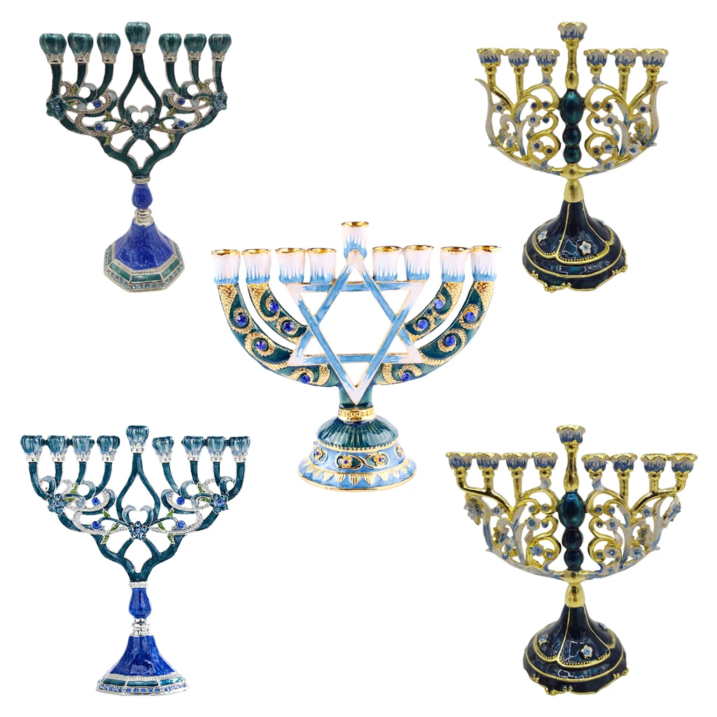 Menorah Candle Holder Hanukkah Star Candelabra Party Dining Table Decor