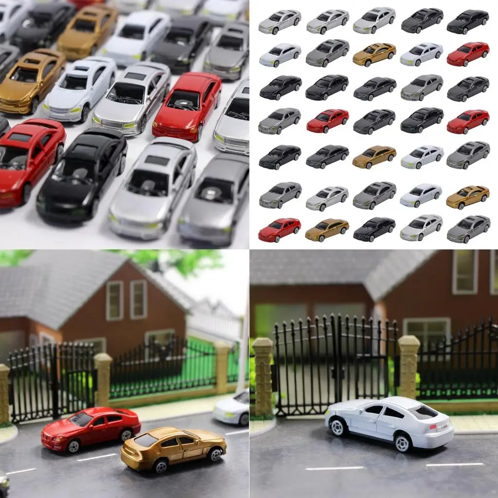 50Pieces HO Scale Model Car Toy 1/87 Building Train Scenery Train Scenery
