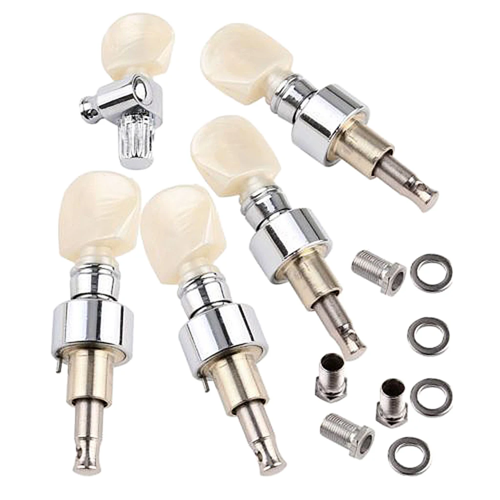 5Pcs Silver Musical Instrument Banjo Machine Heads Tuing Peg Tuner for Banjo