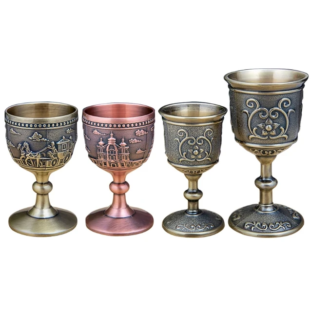 Yardwe 2pcs Brass Wine Glass Medieval Decor Glass Wine Glasses Vintage Wine  Glasses Glass Goblet Mini Martini Glasses Wine Chalice Goblet Buddhist