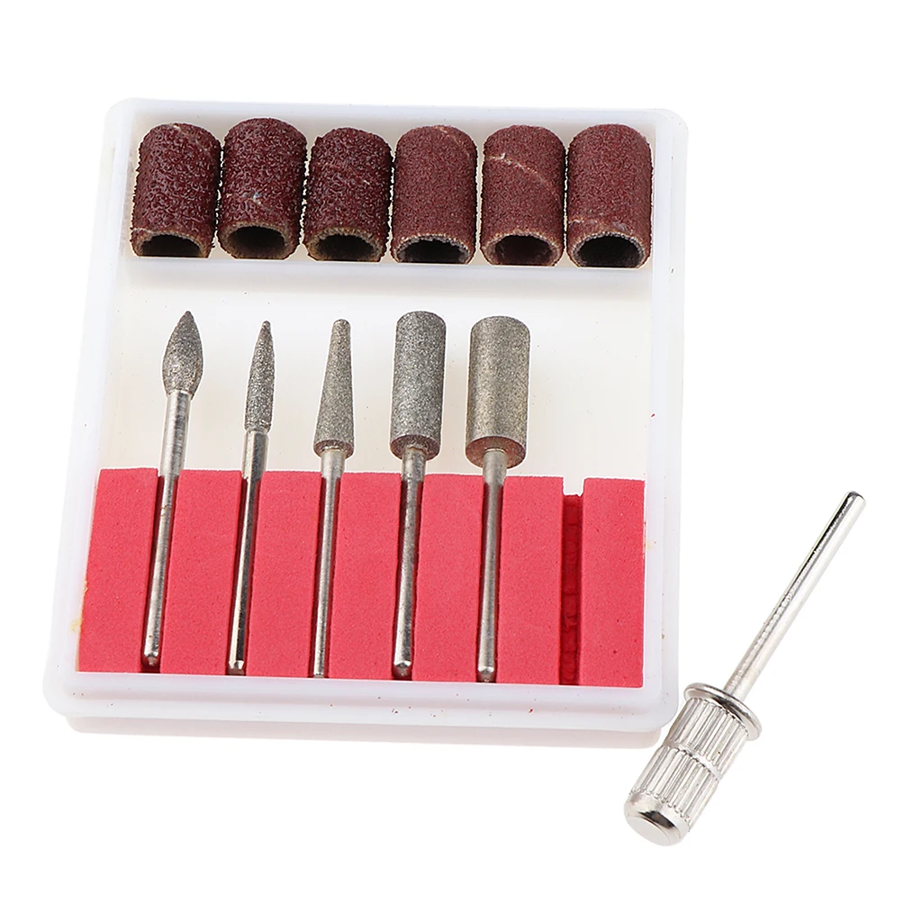6Pcs 3/32` Cuticle Clean Nail Drill Bit Set Rotary Burr Nail File Drill Bits for