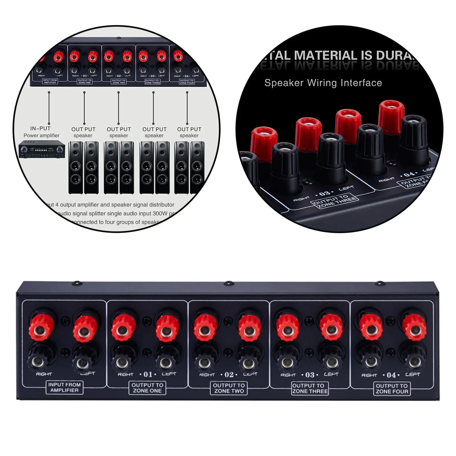 Home 1 In 4 Out Amplifier Distributor Sound Signal Distribution Panel 300w Per Channel