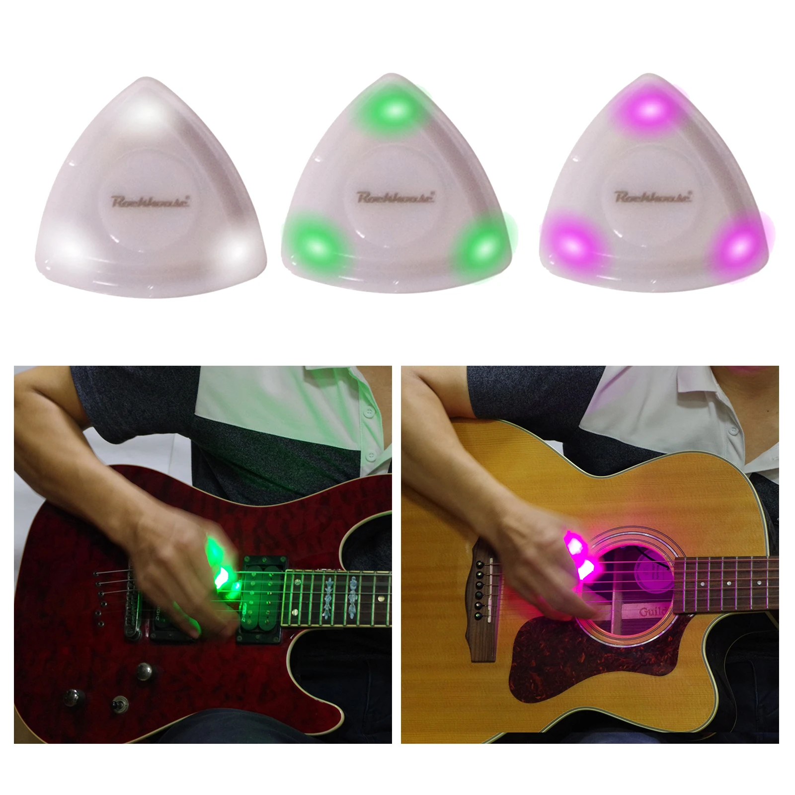 Plastic Electric Bass Guitar LED Picks Shining Touch String to Light Plectrum for Guitarra Ukulele Accessories