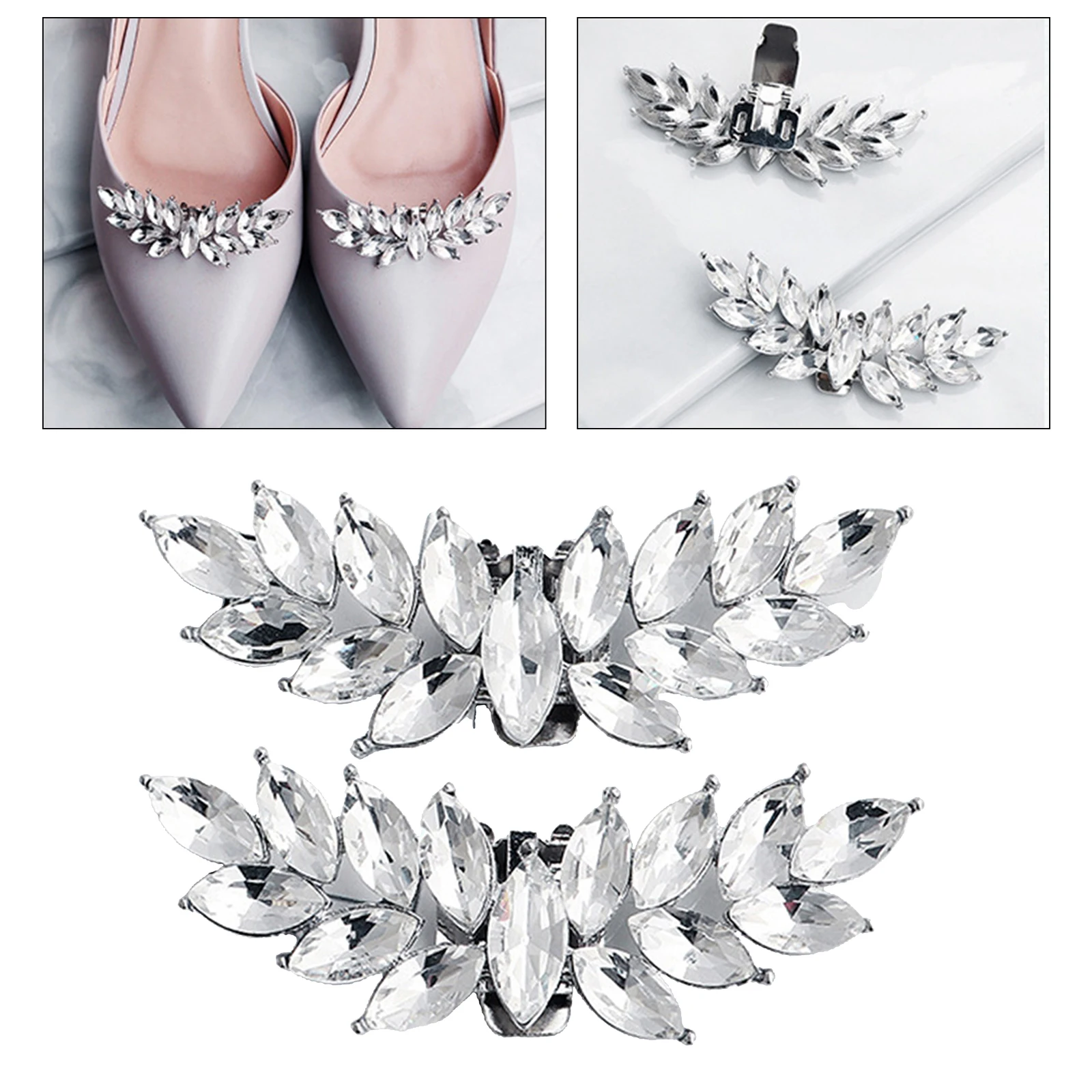 Bridal Shoe Decorations Clips Crystal Rhinestone Shoe Buckle Charm for