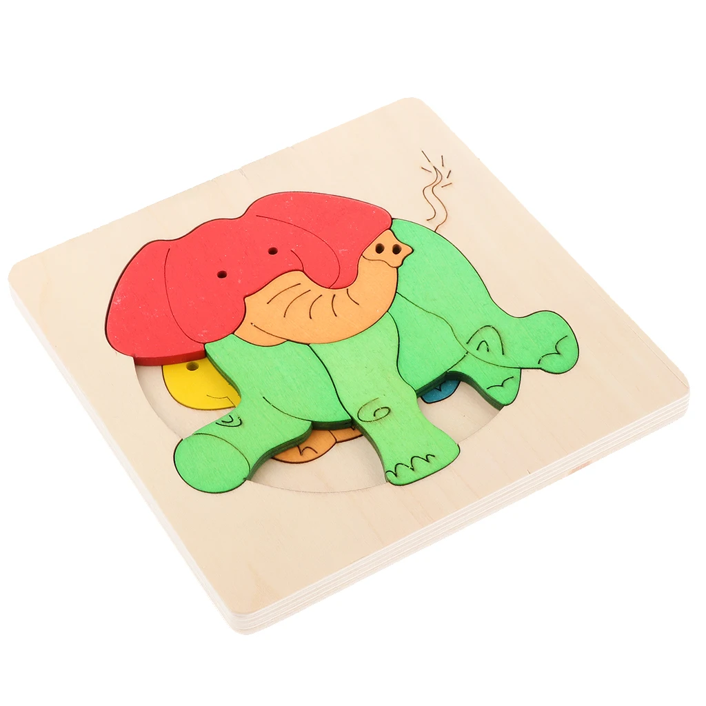 Educational Wooden Jigsaw Puzzle Animal People Vehicle Cognition Toy Gift