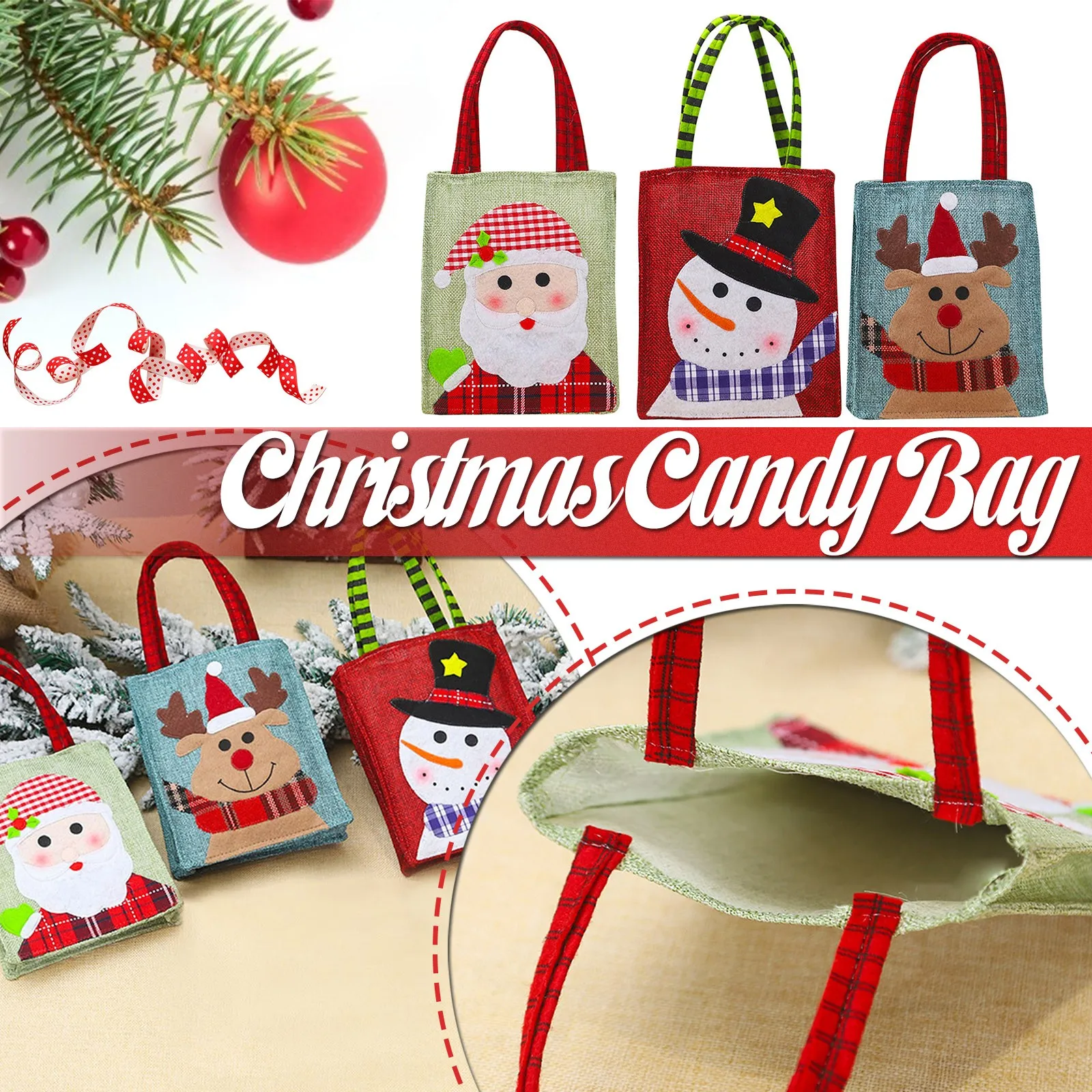 HOT Cute Xmas Christmas Party Decor Gift Bags Sweet Candy XMAS Stocking Handbag 