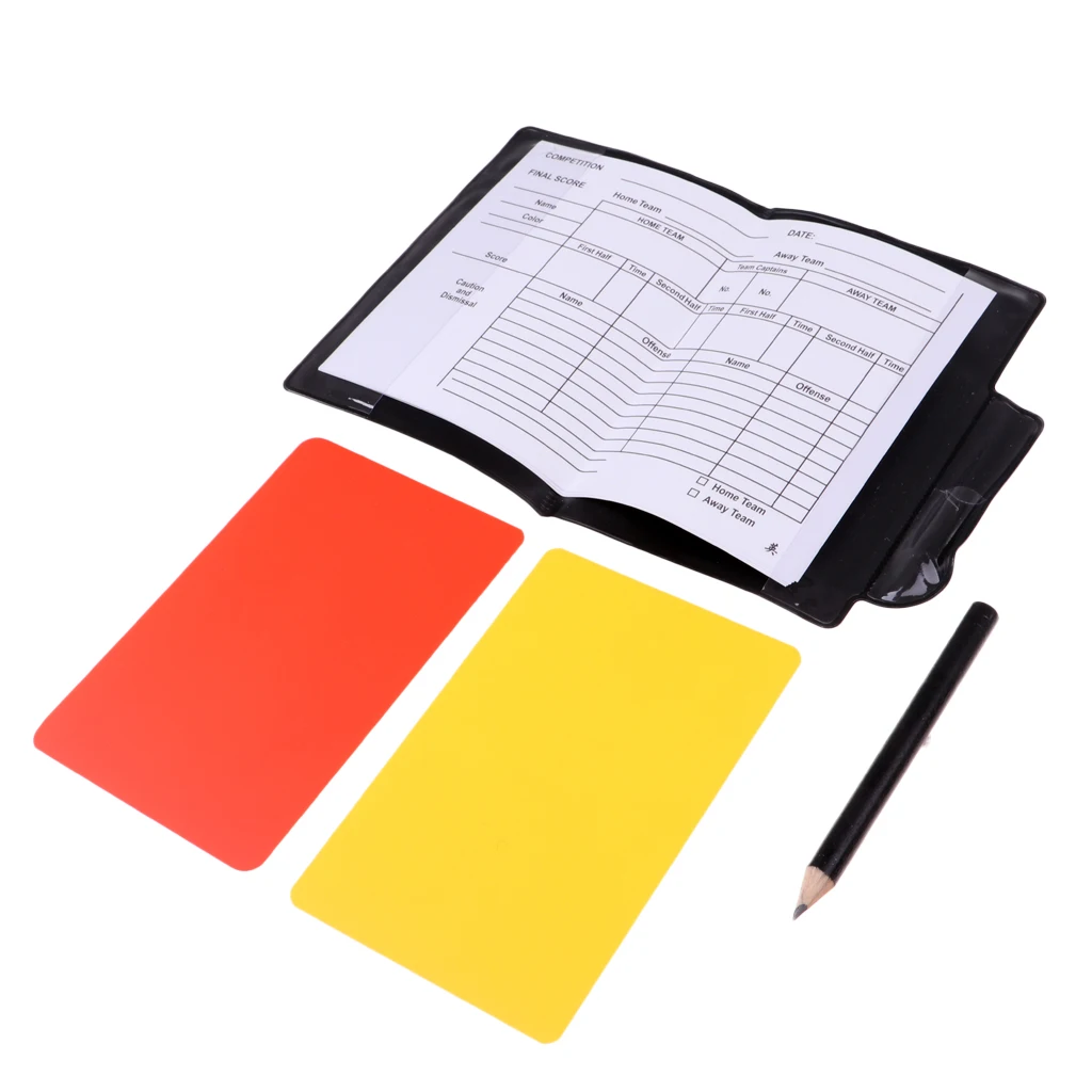 Soccer Football Referee Sports Wallet Score Book with Red Yellow Card +