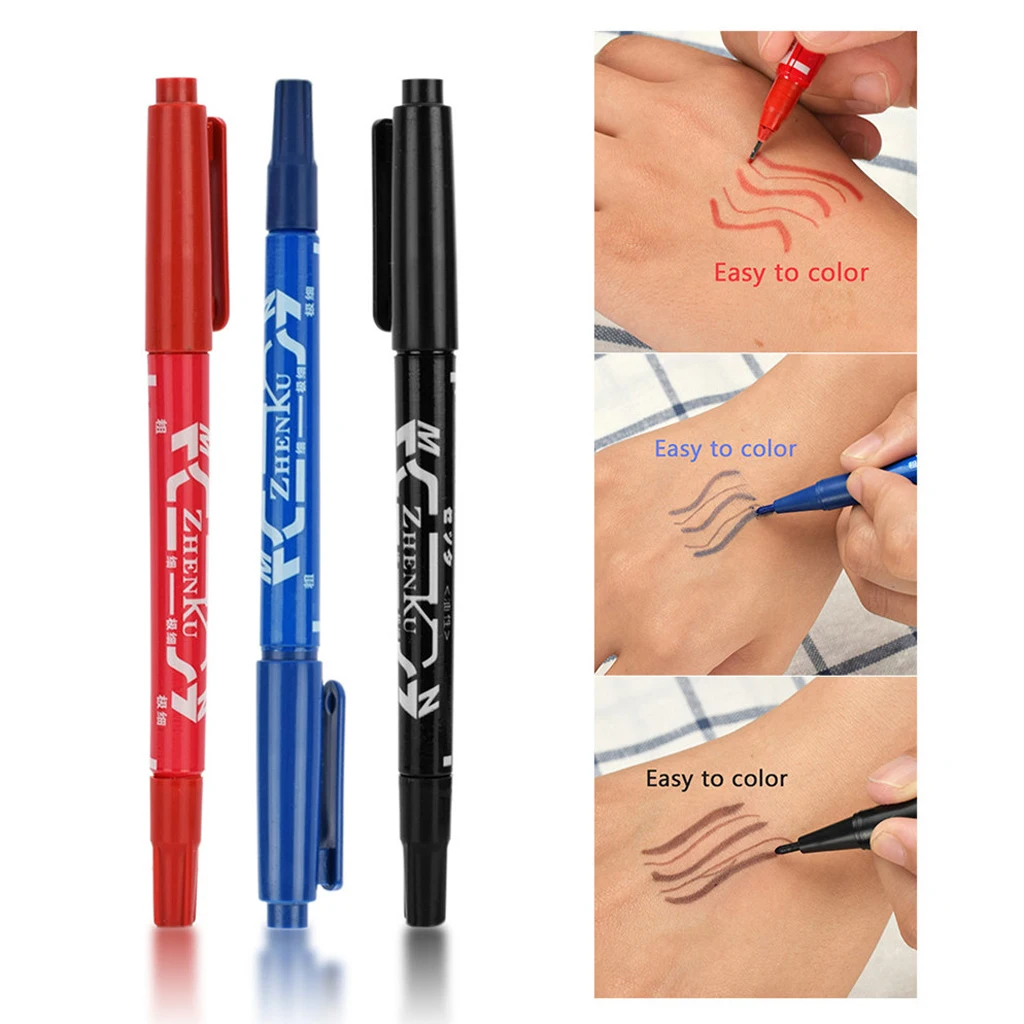 3Pieces Disposable Skin Marking Pens,For Demarcate Sites Tattooed&Pierced Pencil