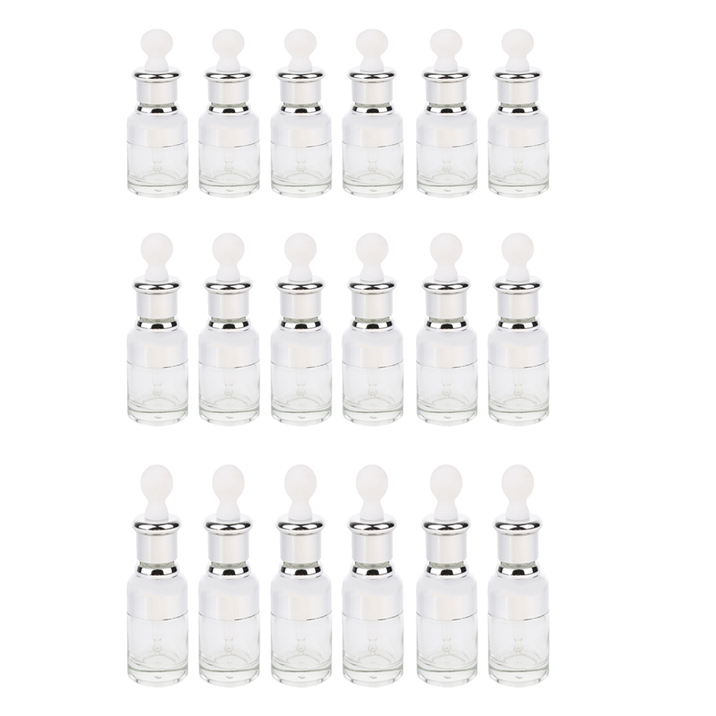 6pcs Glass Pipette Eye Dropper Refillable Empty Bottles Essential Oil Vials