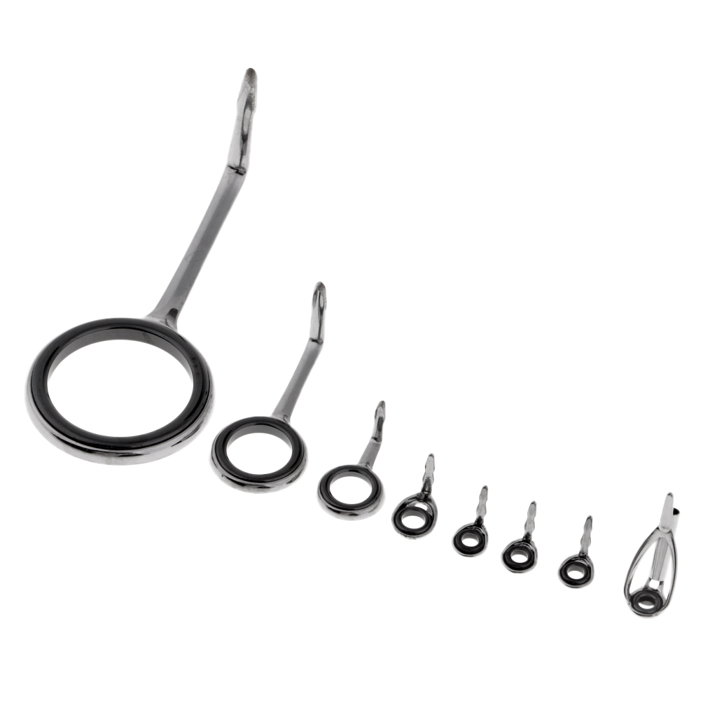 8 Pieces Fishing Rod Guides Tip Ring Spinning Telescopic Surf Casting Rod Guides 2mm 3.5mm 5.5mm 8.8mm 19.3mm Fishing Accessory