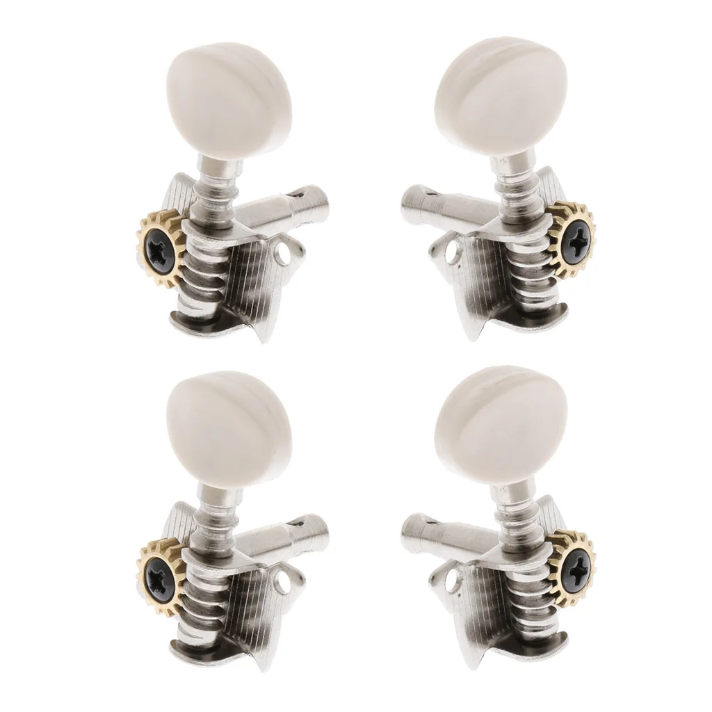 Metal Pack of 4 2L2R Metal Open Ukulele Tuning Pegs 4-string Guitar Machine Heads DIY Guitar Replacement Parts