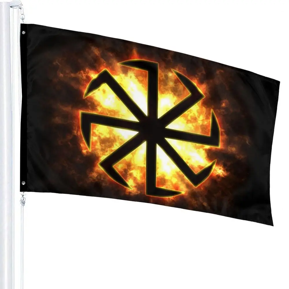 Dark Sun Norse Symbol Rune Eight Ray Flag