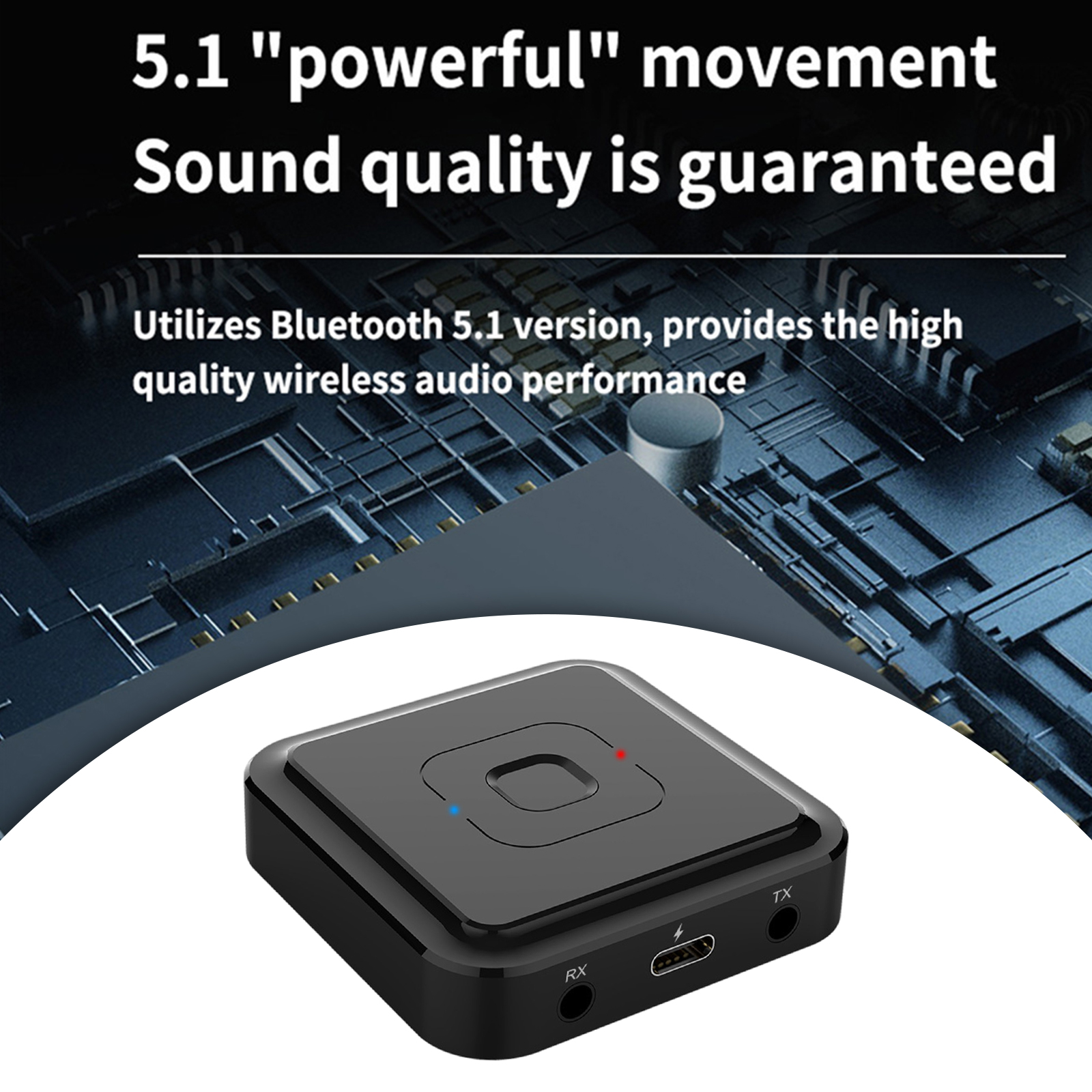 Portable Bluetooth 5.1 Audio AUX Transmitter and Receiver, Compact Size, Plug and Play