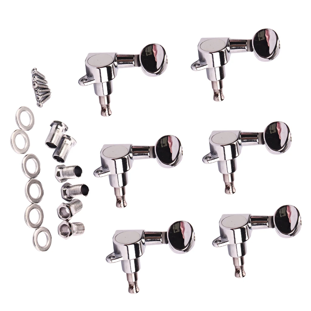 6pcs Right-handed Electric Guitars Tuning Pegs Tuners Machine Heads DIY, Chrome