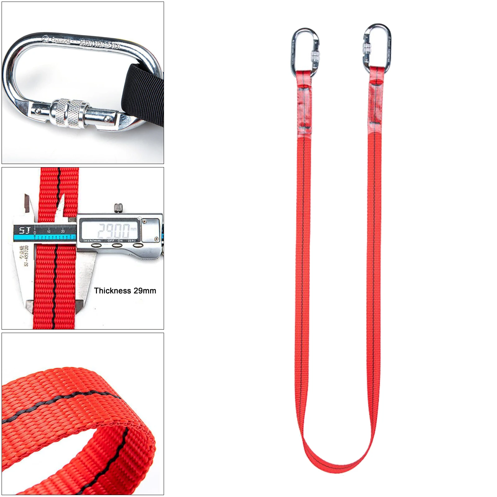 High Altitude Protective Safety Harness Sling Lanyard with Hooks Wearable Construction Mountaineering Caving Downhill