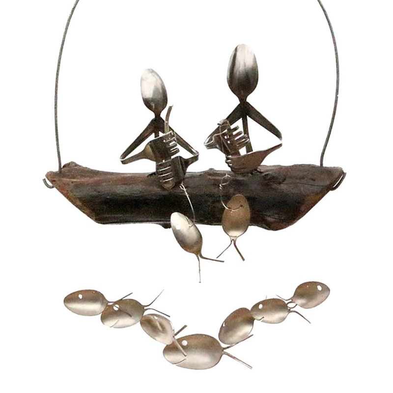 (🔥Hot Sale – 48% Off)fishing Man Spoon Fish Sculpture Wind Chime