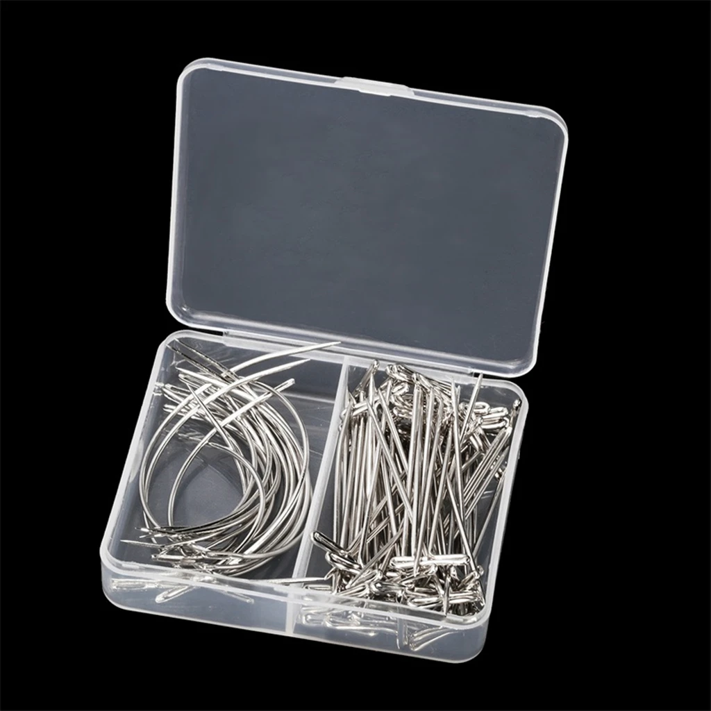 Wig Making Pins Needles Set (70 Pieces), Wig T Pins And C Curved Needles for