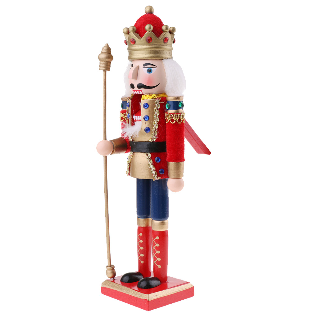 Red 30cm wooden nutcracker soldier figure puppet doll home decor toy