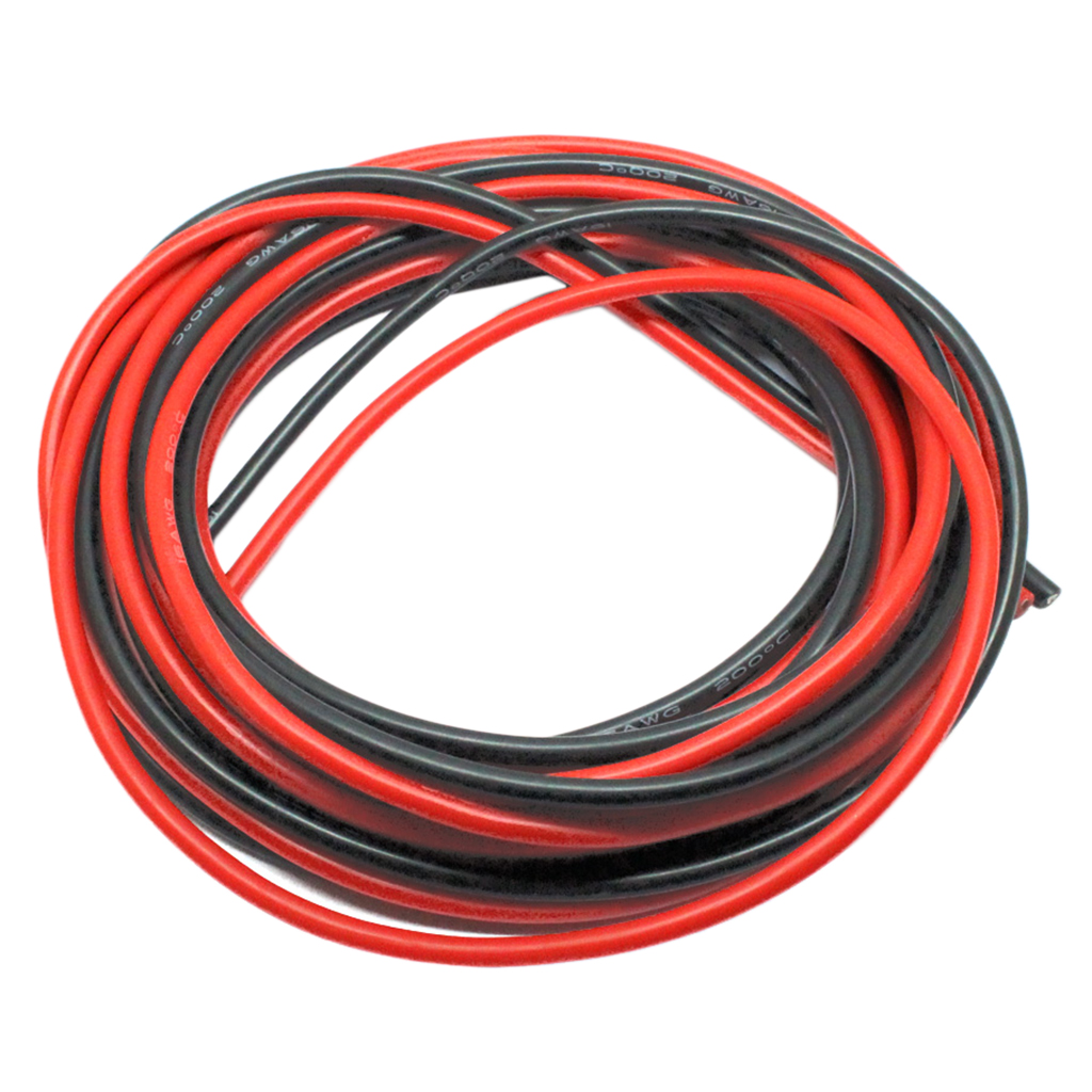 2Pcs 16AWG Flexible Silicone Cable High Temperature Resistant  Black