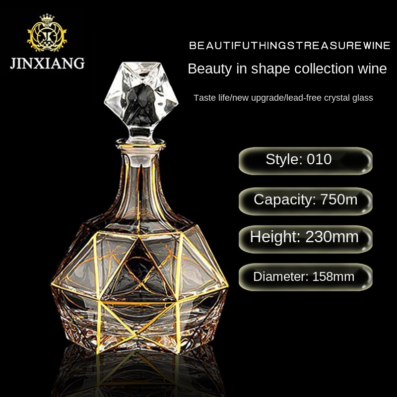 vidro de cristal vinho tinto decanter vinho estrangeiro jarro desenho linha de ouro uísque garrafa licor dispensador vinho jarro