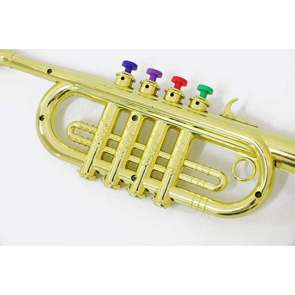 Tooyful Kids Plastic Trumpet Horn Wind Instrument with 3 Colored Keys for Boys Girls Children Toys Gift